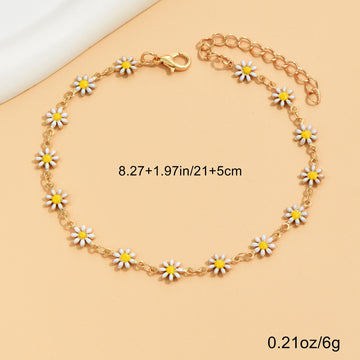 AK169 - Simple oil drop alloy flower anklet